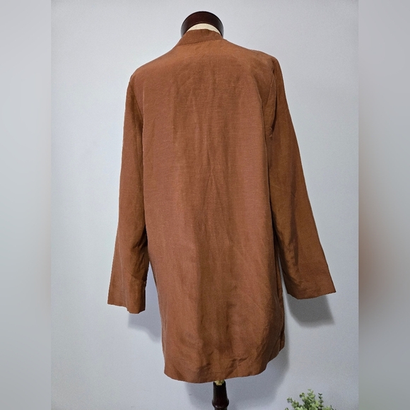 VEILED-NWT- Linen Longline Cupro Double-Breasted Blazer in Baked Clay. Medium - Picture 5 of 11